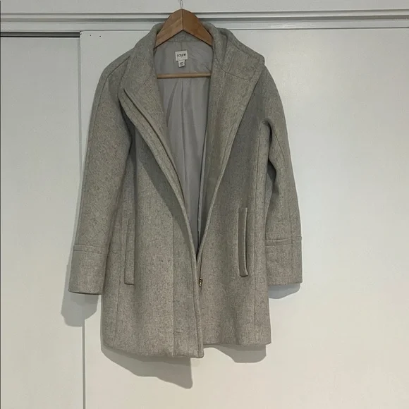 J. Crew Factory Light Gray Wool-Blend Stand Collar Pea Coat - Picture 3 of 5